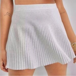 Aerie White Ribbed Skater Skirt